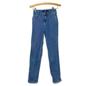 Hollister Vertical Stripe Ultra High Rise Mom Jeans Straight Leg Women’s Size 25